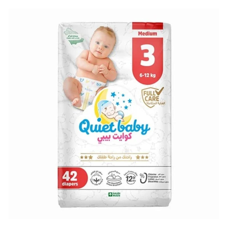 Quiet Baby Diapers Size 3 42-Pack Chlorine-Free Leak-Proof