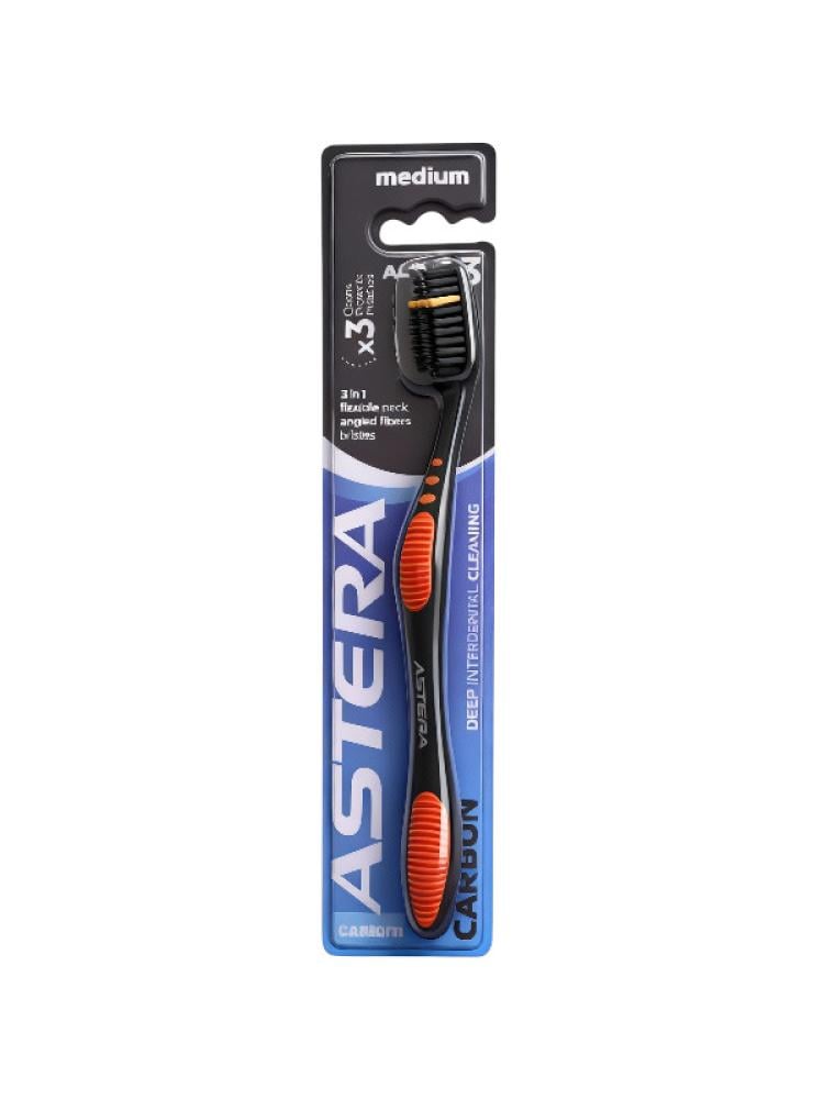 Medium Toothbrush Activated Charcoal Plaque Removal Astera Assorted Colors