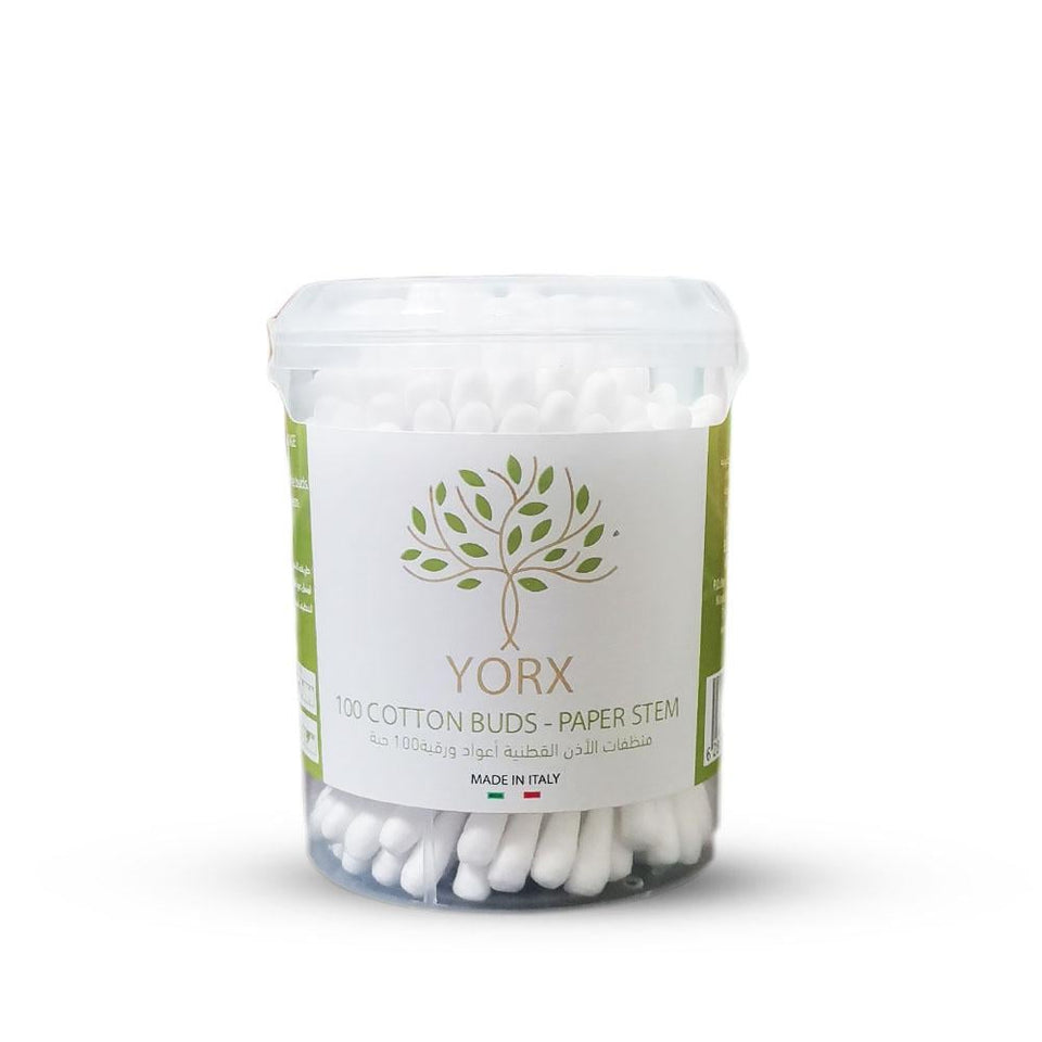Yorx Cotton Buds Paper Stem Gentle Ear Cleaning Swabs 100 Pieces