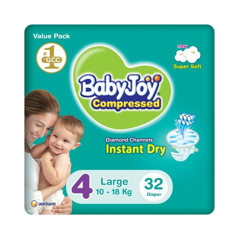 BabyJoy Diamond Core Compressed Diapers Size 4 10-18kg 32 Pieces