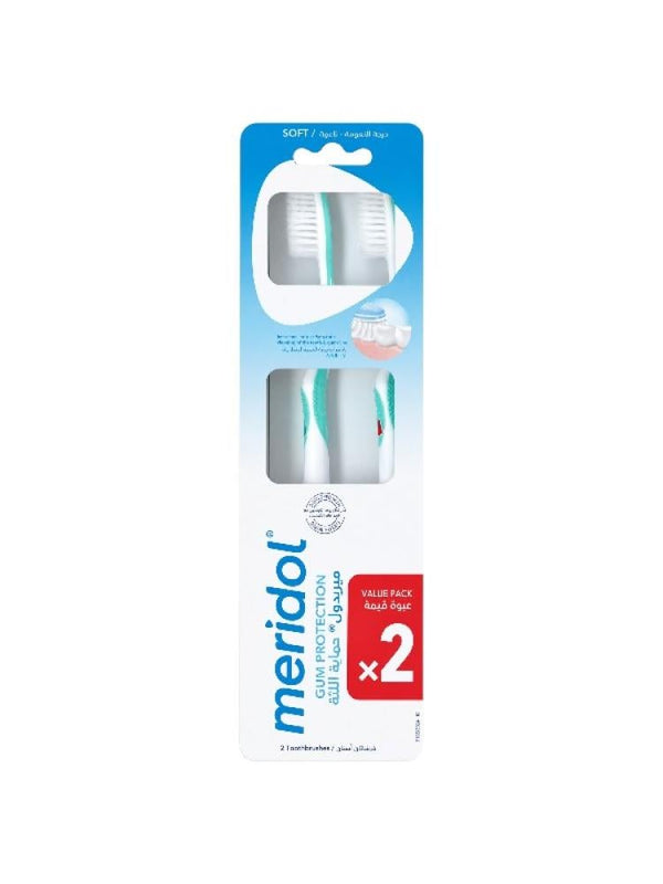 Soft Toothbrush for Sensitive Gums Gentle Care Meridol 2-Pack