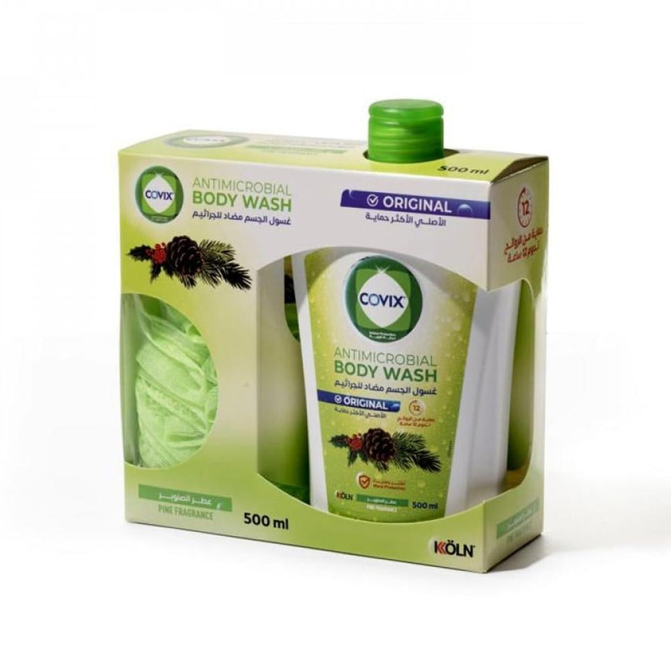 Covix Antibacterial Body Wash Pine Scent with Loofah 500ml