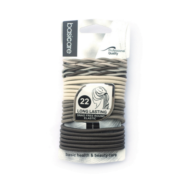 Basic Care Elastic Hair Ties, 22-Pack, Assorted Colors, 3442