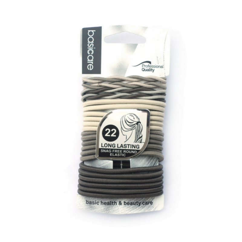 Basic Care Elastic Hair Ties, 22-Pack, Assorted Colors, 3442