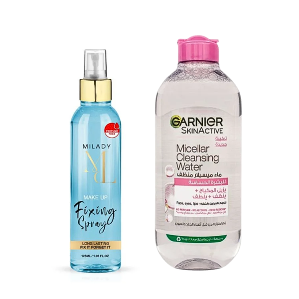 Meledee Setting Spray & Garnier Micellar Water Duo Fragrance-Free 125ml + 400ml