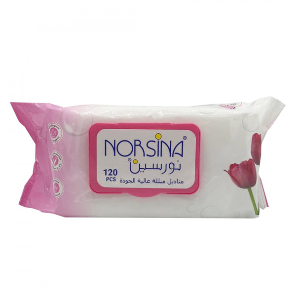 Norsina Wet Wipes, Tulip Scented, 120 Count