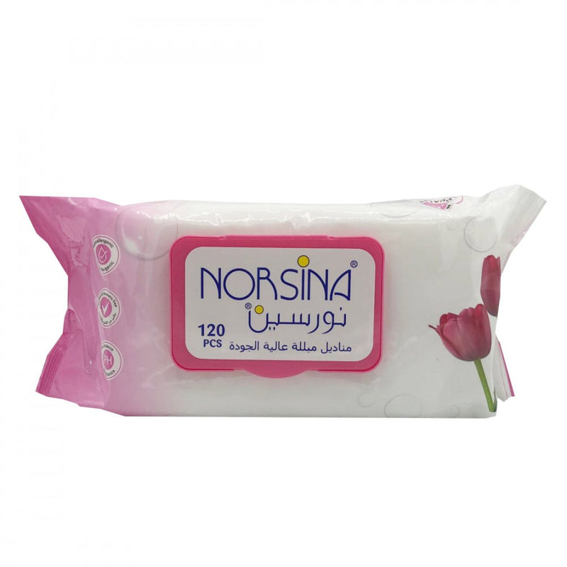 Norsina Wet Wipes, Tulip Scented, 120 Count