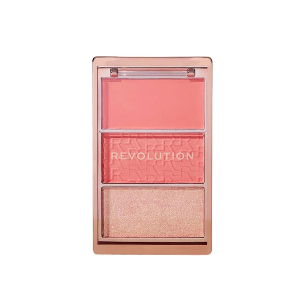 Revolution Blush Palette Authentic Peach 3-Color Matte Shimmer Face Makeup