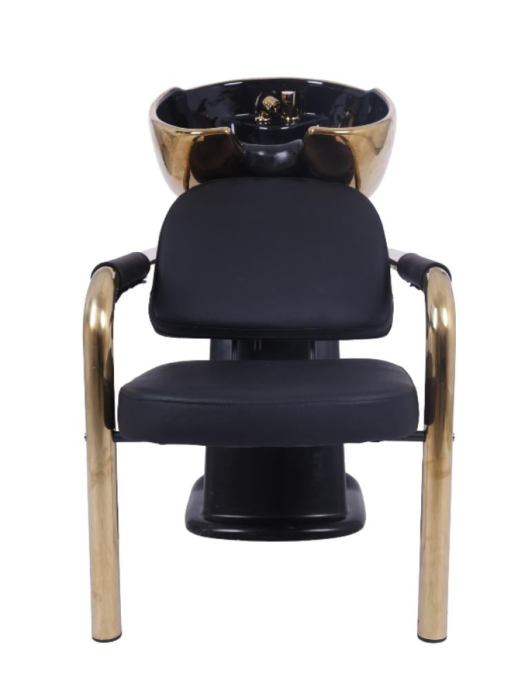 Salon System Hair Washing Chair Black Gold Handles