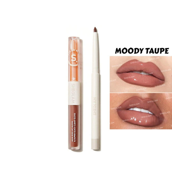 Sheglam Lip Duo Set: Dark Grey Matte Liner & High-Shine Gloss