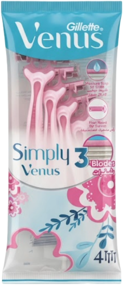 Simply Venus Women's Disposable Razor Triple Blade Smooth Shave Gillette 4 Pcs