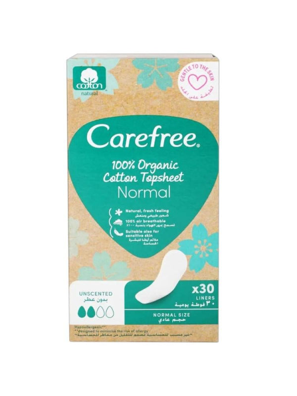 Carefree Cotton Unscented Panty Liners - 30 Count