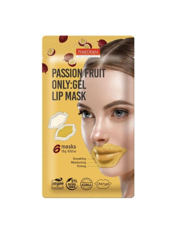 Purederm Passion Fruit Gel Lip Mask - Hydrating & Vegan - 6 Pieces