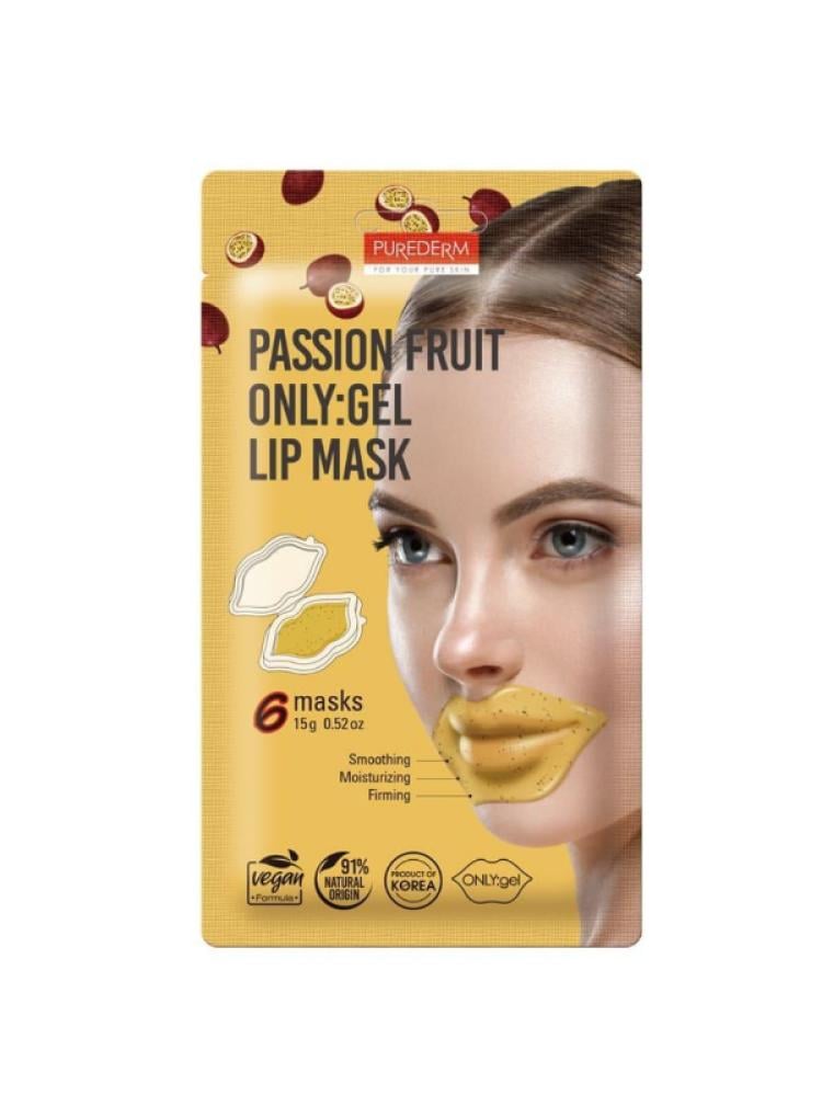 Purederm Passion Fruit Gel Lip Mask - Hydrating & Vegan - 6 Pieces