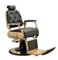 Salon System Barber Chair Black Faux Leather Gold Iron Men's Barbershop