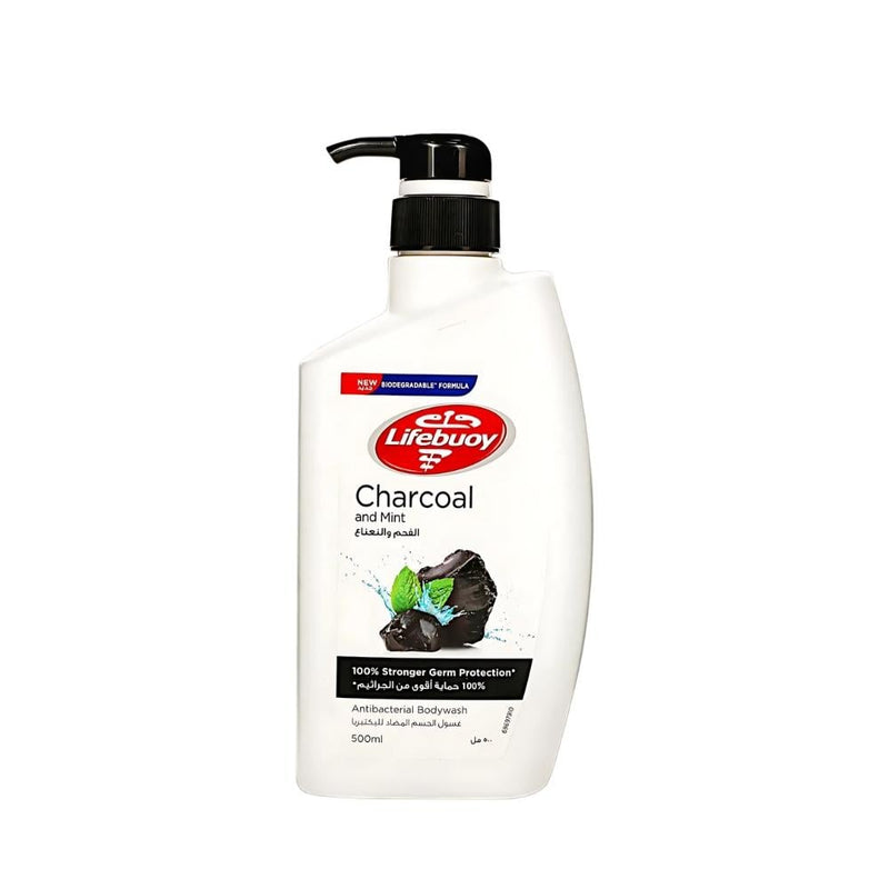 Lifebuoy Antibacterial Body Wash with Activated Charcoal & Peppermint Oil, 500ml