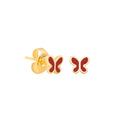 Childrens Gold Stud Earrings Red Butterfly Medical Earring Navarro 1 Pair