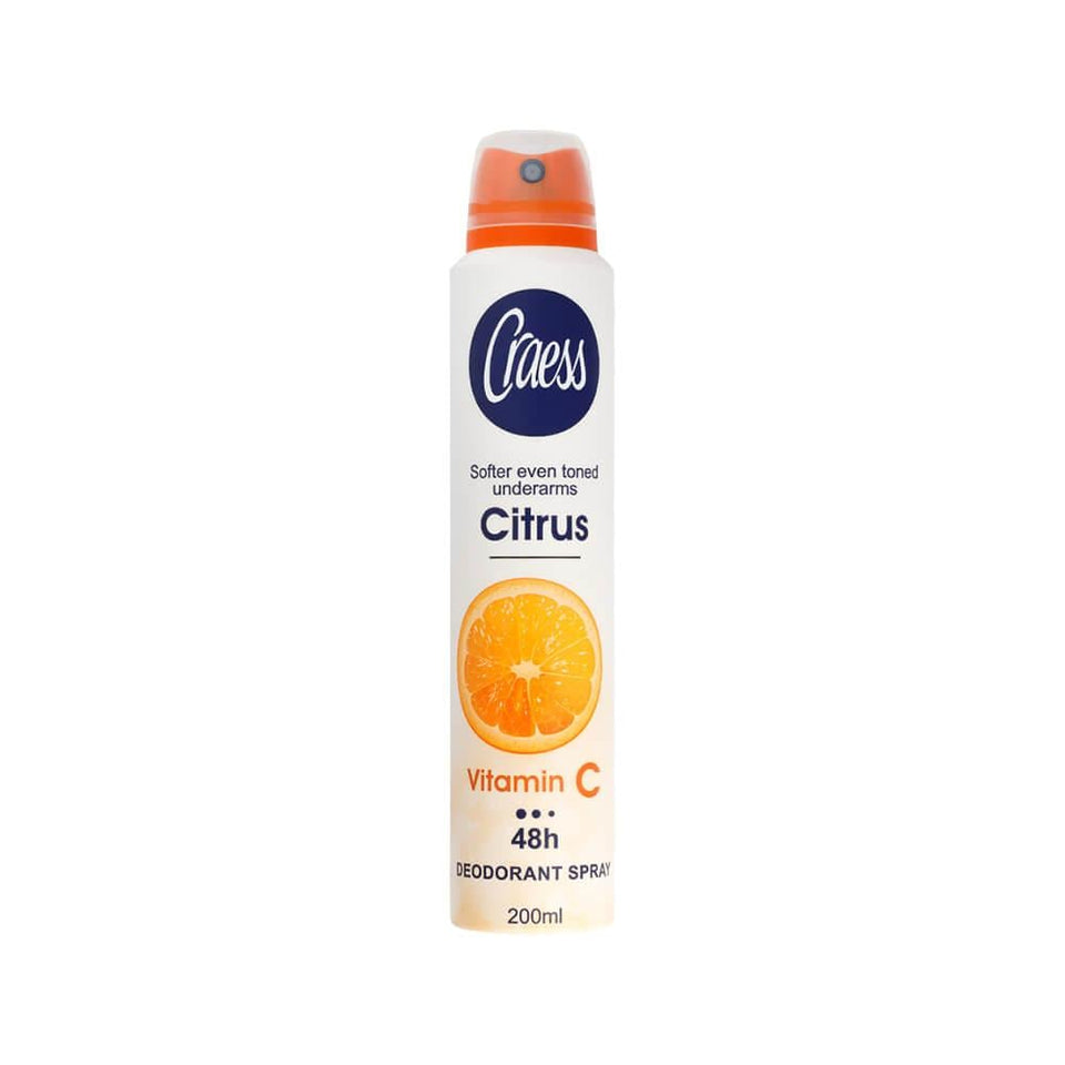 Craess Citrus & Vitamin C Deodorant Spray Fresh Scent & 24hr Protection 200ml
