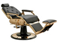 Salon System Barber Chair Black Faux Leather Gold Iron Men's Barbershop