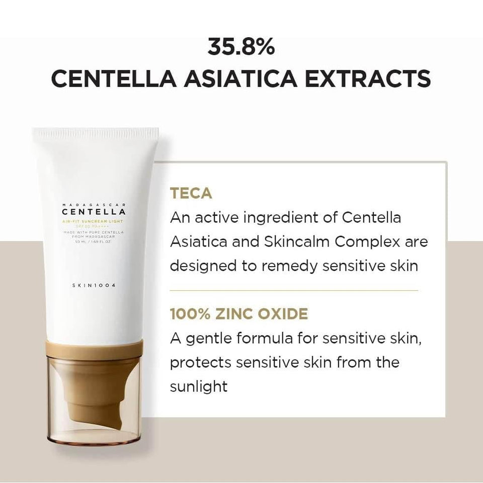 SKIN1004 Centella Air-Fit Suncream Light SPF 30 Mineral Sunscreen for Sensitive Skin 50ml