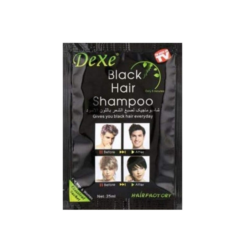 Dexe Black Hair Dye Shampoo with Argan Oil, Ammonia-Free, 25ml