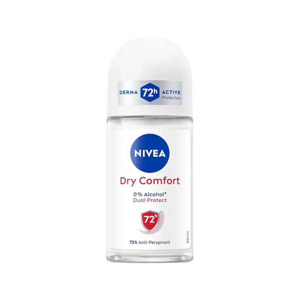 Nivea Dry Comfort Roll-On Deodorant, 48-Hour Sweat Protection, 50ml