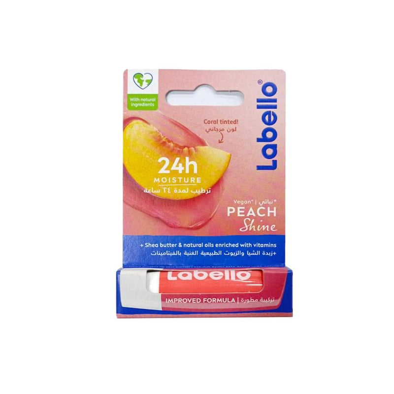 Labello Peach Lip Balm, 24hr Moisturizing, Natural Oils, 4.8g