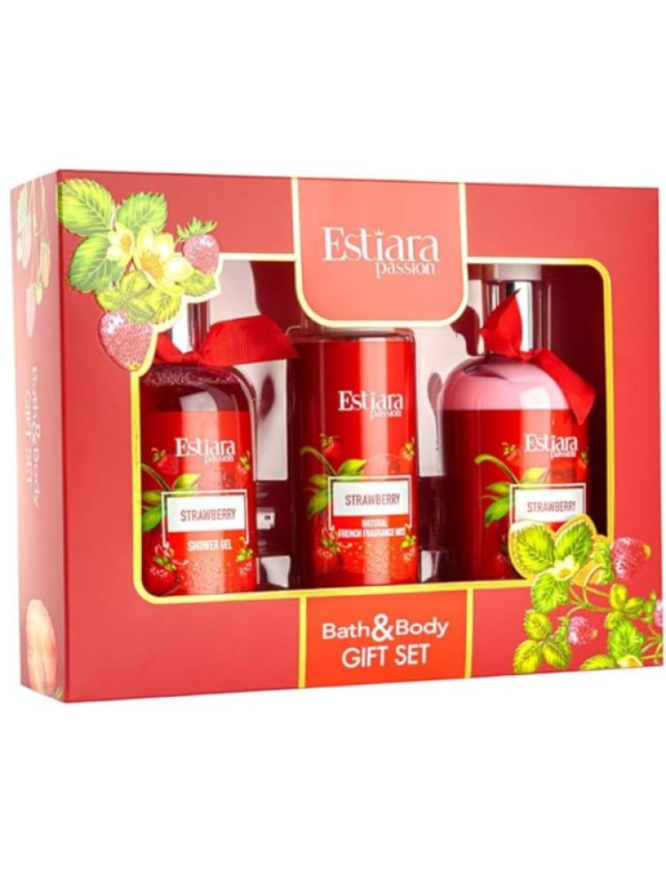 Stir Passion Strawberry Bath & Care Gift Set - Body Lotion, Shower Gel, Body Mist