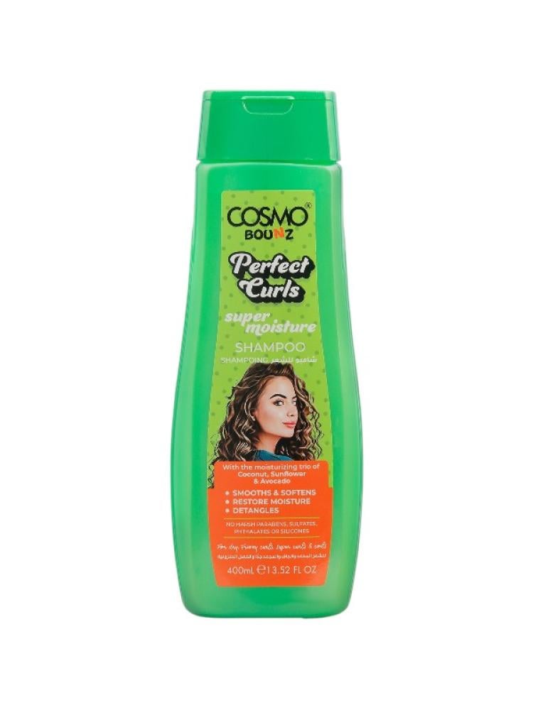 Cosmo Bounz Super Moisture Shampoo for Curly & Dry Hair with Coconut, Sunflower & Avocado Oils - 400ml
