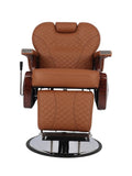 Salon System Audi Barber Chair - Brown Wood, Camel Stripe