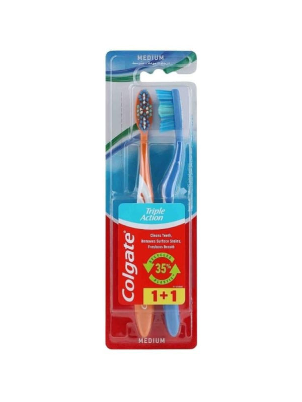 Colgate Triple Action Medium Toothbrush - 2 Pack