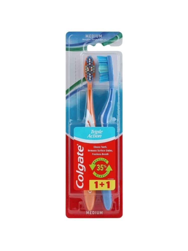 Colgate Triple Action Medium Toothbrush - 2 Pack