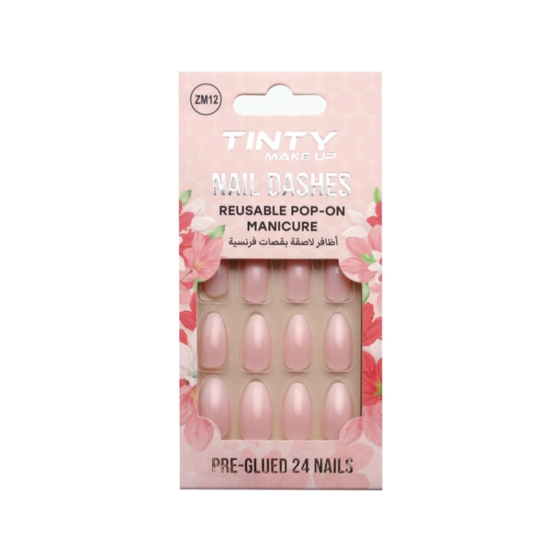 False Toe Nails French Style Adhesive Set Tinti 24 Pieces