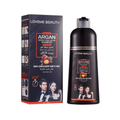 Black Hair Dye Shampoo Argan Oil Gray Coverage Lavme Beauty 420ml