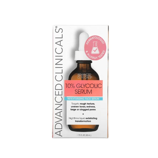 Advanced Clinicals Glycolic Acid 10% Serum for Fine Lines and Texture, 52ml