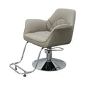Salon System Ladies Chair - Light Beige Synthetic Leather, Chrome Frame