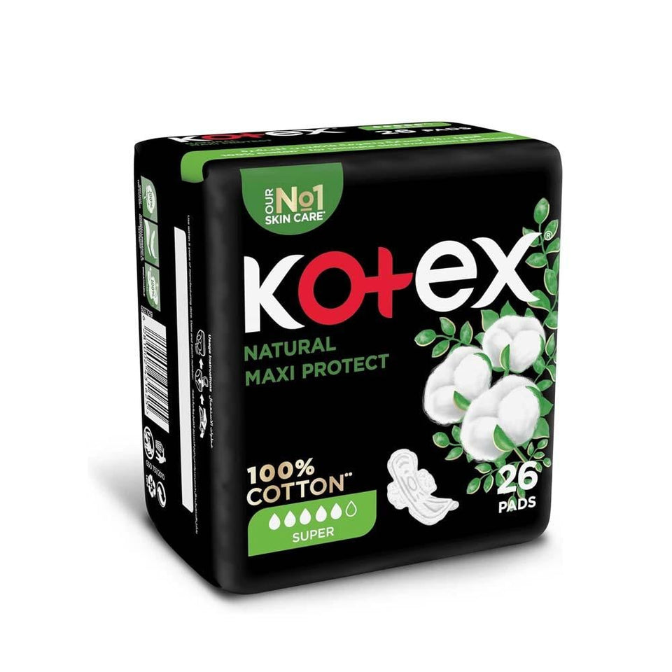 Kotex Natural Maxi Pads with Wings Super Absorbent 26 Pads