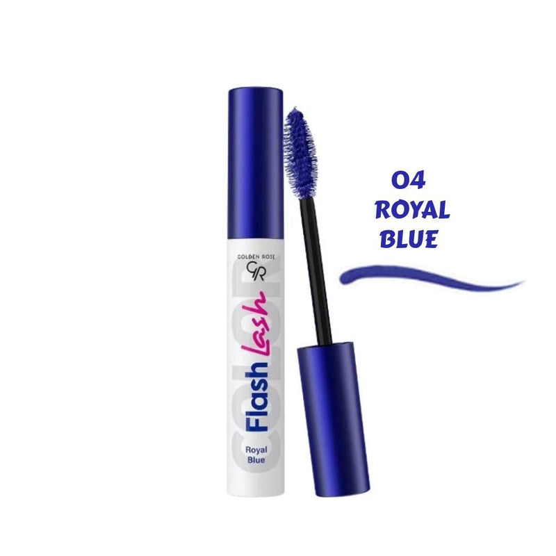 Golden Rose Flash Lash Mascara 04 Royal Blue Waterproof Fiber Brush