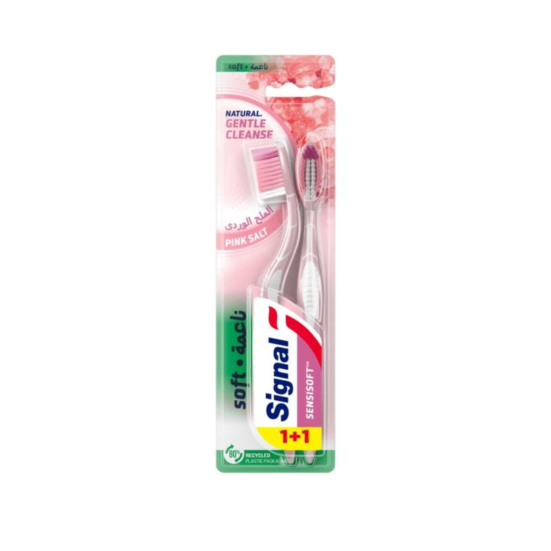 Signal Soft Bristle Toothbrush Pink Salt Infused 2-Pack