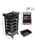 Salon System 5-Drawer Tool Trolley - Black, Mobile