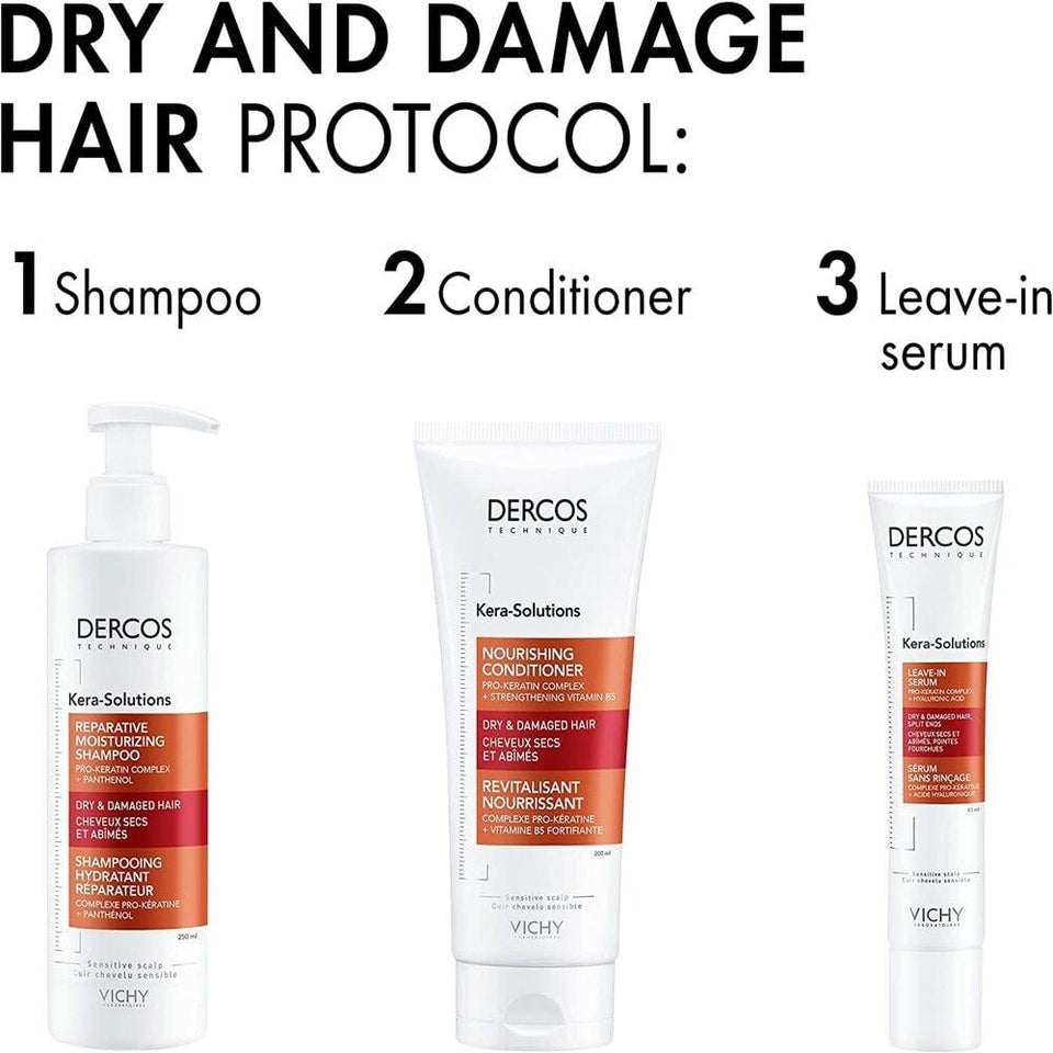 Vichy Dercos Kera-Solutions Intensive-Repair Shampoo for Damaged Hair with Keratin 250ml
