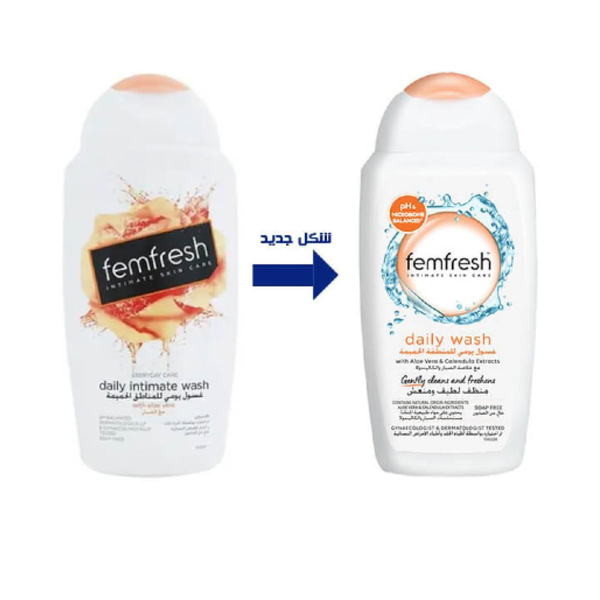 Femfresh Daily Intimate Wash with Aloe Vera Extract, Antibacterial, 250ml