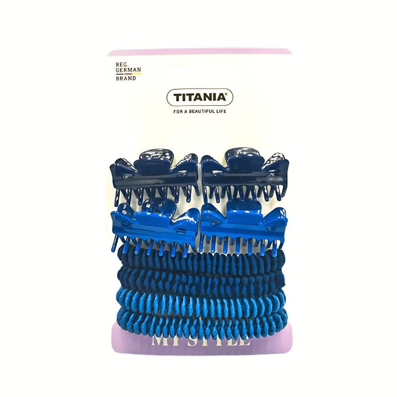 Titania Hair Clips and Ties Set, 8-Piece, Model 8001
