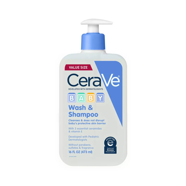 Cerave Baby Wash and Shampoo, Fragrance-Free, 3 Ceramides, 473ml