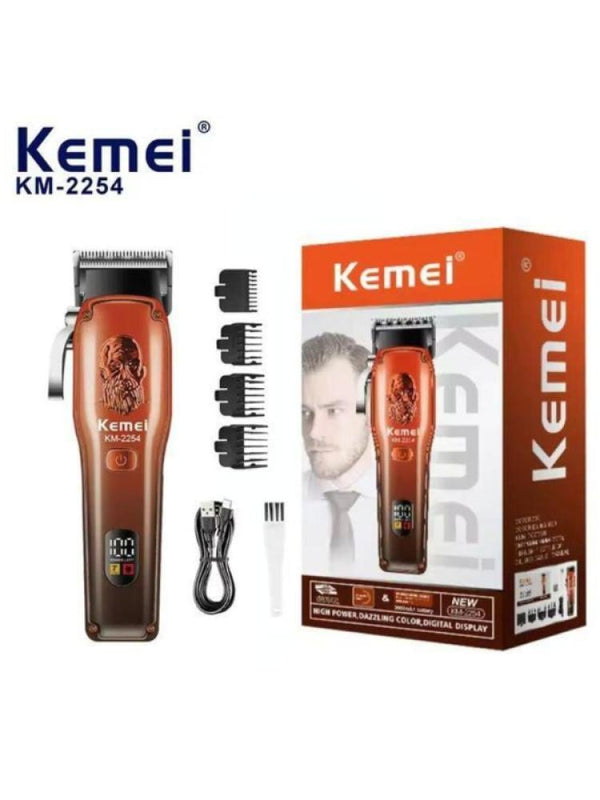 Kemei KM-2254 Rechargeable Cordless Hair Clipper, Dark Red, 0.5-10 mm