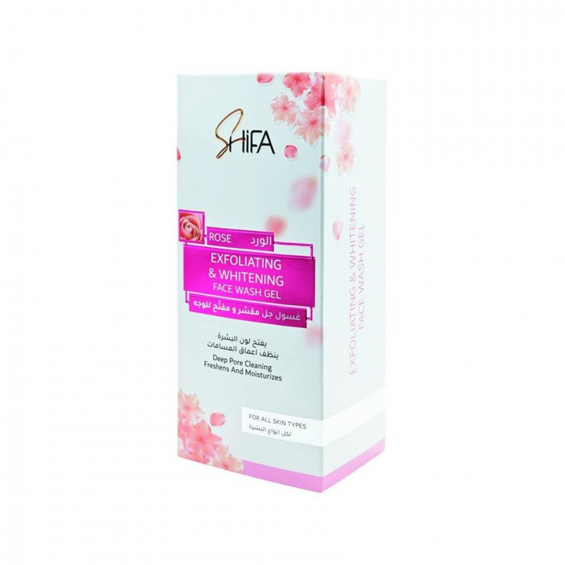 Shifa Exfoliating Gel Face Wash, Rose Extract, Brightening, 150 ml