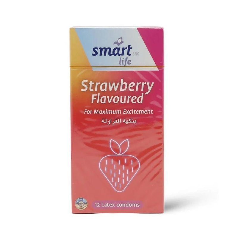 Smart Strawberry Flavored Latex Condoms - 12 Count