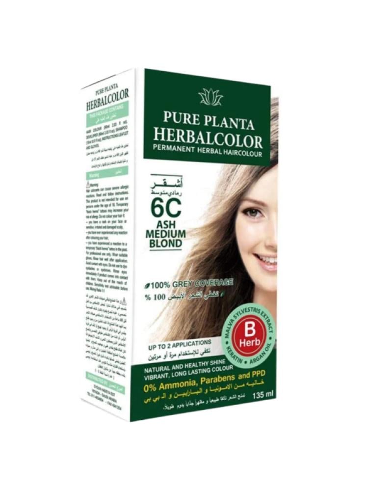 Pure Planta Hair Dye C6 Medium Ash Blonde Ammonia-Free 135 ml