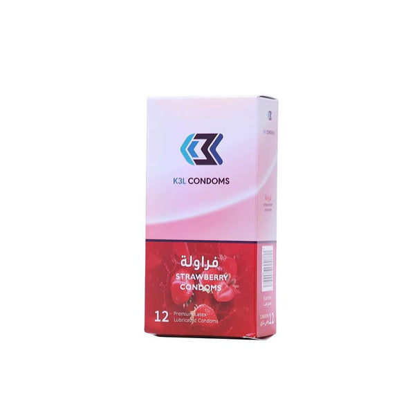 Strawberry Flavored Condoms Extra Lubricant Natural Latex K3L 12 Pieces