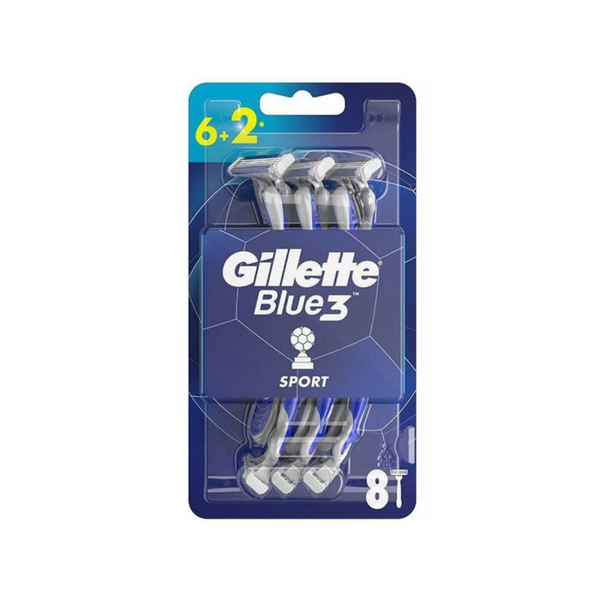 Gillette Blue 3 Disposable Razor, Vitamin E and Aloe Vera, 8 Pack